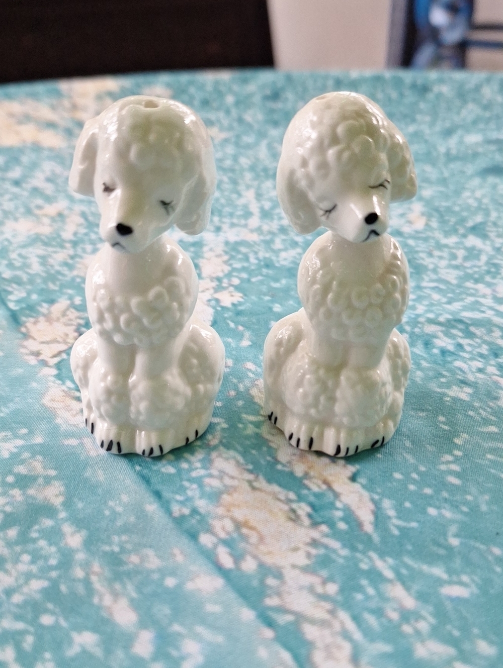 Vintage White Ceramic Poodle Salt & Pepper Shakers